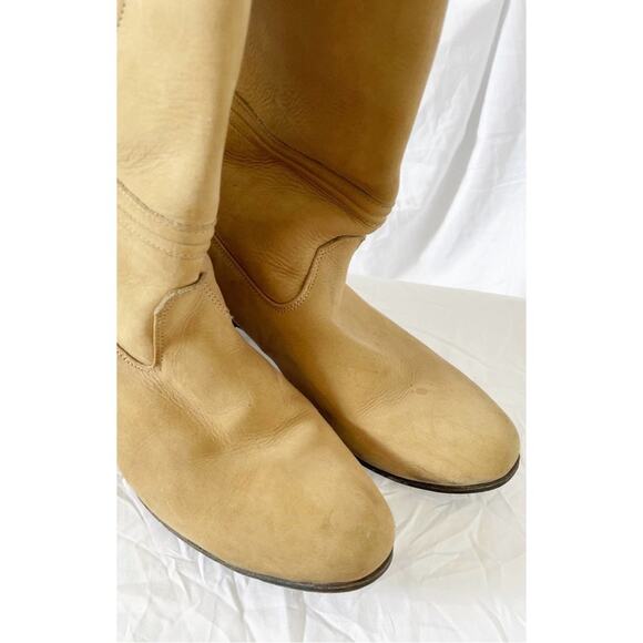 Women’s Western Horseshoe Nubuck Leather Riding Boots Tan Sz 9 Made in Mexico - Picture 11 of 13